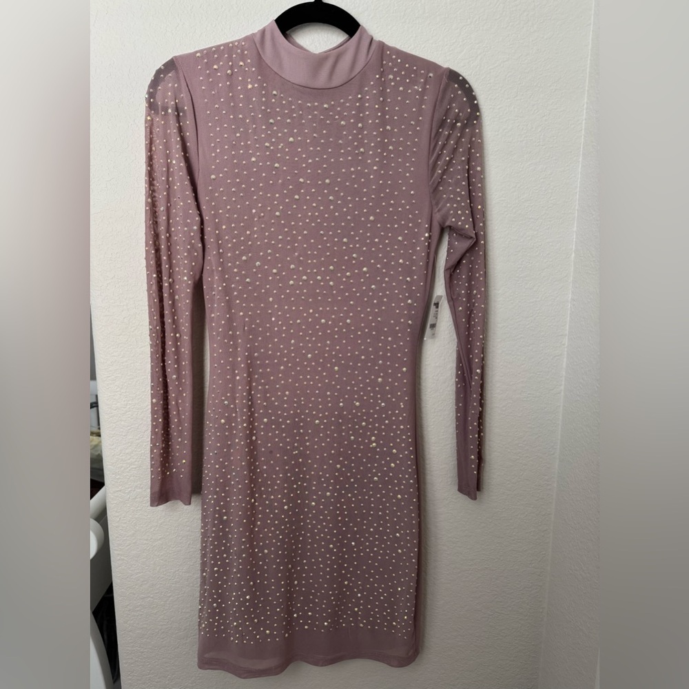 Studded Sheer Long Sleeve Mesh Dress - Size Small (New with Minor Flaw)